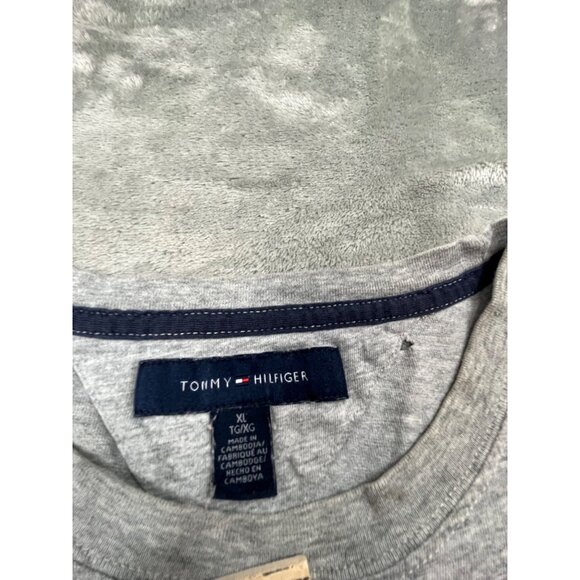 Tommy Hilfiger Denim 1985 Spell Out Shirt Mens XL Gray Made 9/11 Thrashed Preppy - Picture 3 of 13